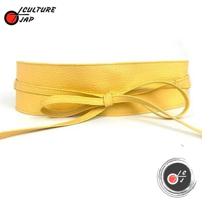 Ceinture large en cuir asymétrique nouée pour femme - Super X Studio