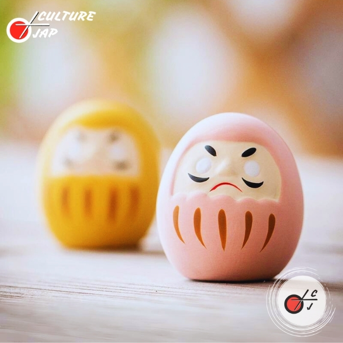 Lot De 2 Figurines Daruma Japonaises - Papier Mâché - Porte-bonheur Neufs